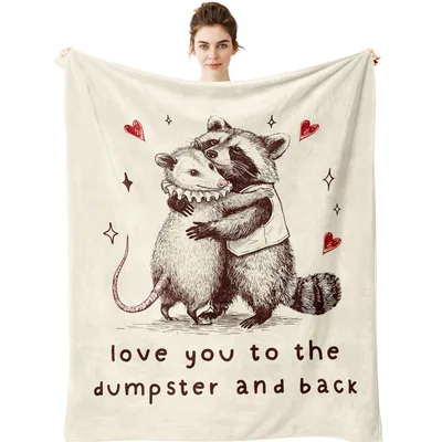 Opossum Raccoon Hug Love Blanket: Dumpster And Back Design