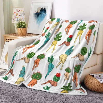 Cactus Butt Pattern Blanket: Funny Cactus Human Hybrid Design