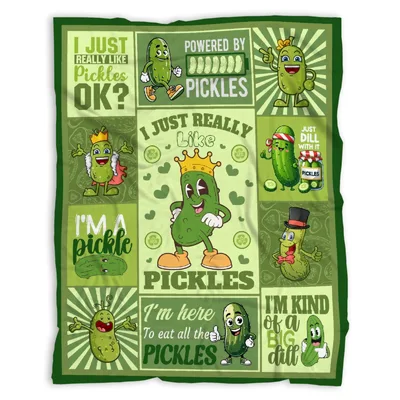 Pickle Power Patchwork Green Blanket for Pickle Lovers
