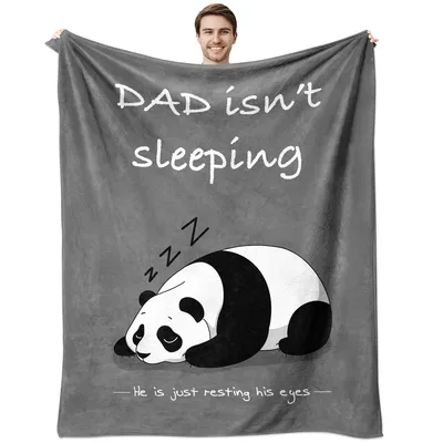 Sleeping Panda Dad Humor Blanket - Resting Eyes Design