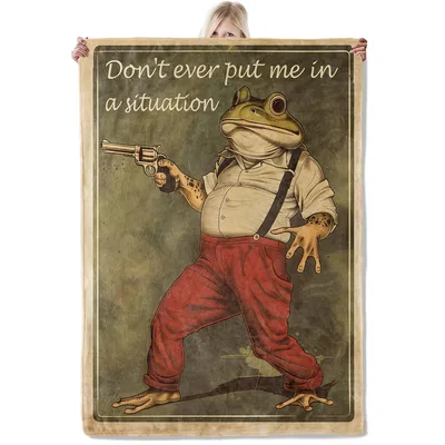 Frog with Gun Funny Blanket: Sarcastic Toad Design