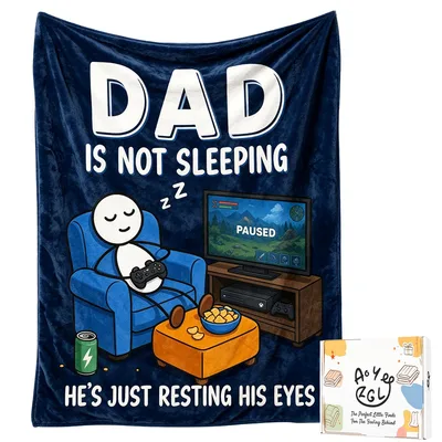 Dad Gamer Humor Blanket: Resting His Eyes Design
