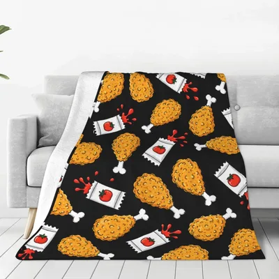 Fried Chicken Food Pattern Blanket featuring crispy drumsticks
