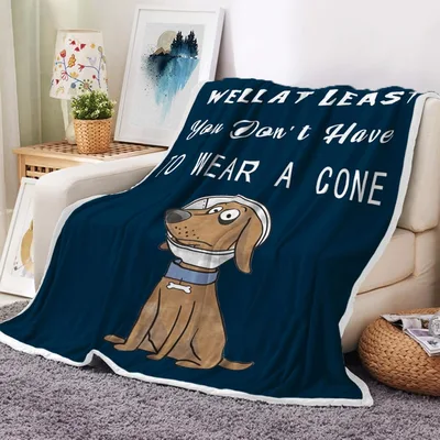 Navy Sad Dog Blanket: At Least You Don't Have to Wear a Cone