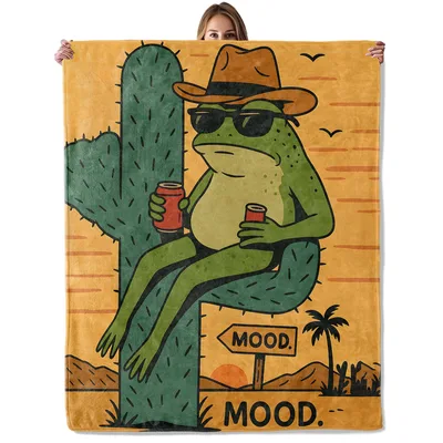 Cowboy Frog Desert Blanket: A Cool Amphibian in the Sunset