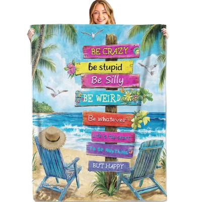 Beach Quote Sign Blanket: A Tropical Sign for the Happy and Weird