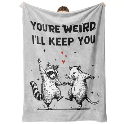Raccoon Opossum Dancing Love Blanket for Weird Best Friends