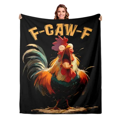 Funny Rooster Blanket: F-Caw-F Design for Farm Humor Lovers
