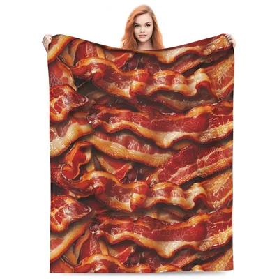 Bacon Food Lover Blanket features a realistic print