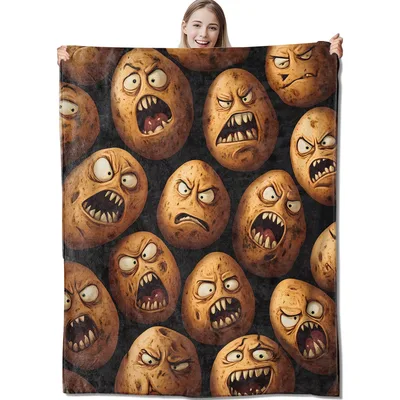 Funny Angry Potatoes Blanket: A Hilarious Pattern of Screaming Tubers