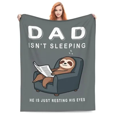 Sloth Reading Newspaper Blanket: Dad Isn't Sleeping Design