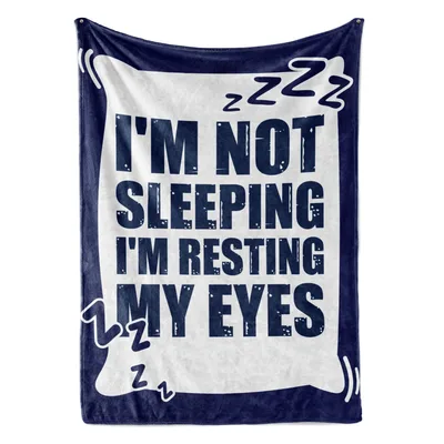 Resting Eyes Navy Snooze Blanket: Funny Sleeping Quote Design