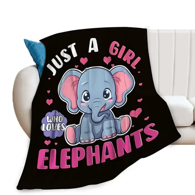 Just a Girl Who Loves Elephants Blanket with Cute Cartoon Art
