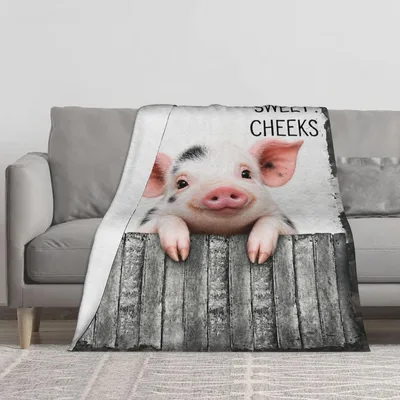 Pig Peeking Sweet Cheeks Blanket: Cute Farm Pig Design