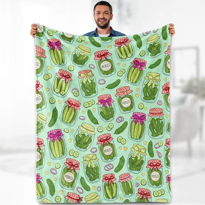Funny Pickles Pattern Blanket: Jarred Cucumber Design for Foodies
