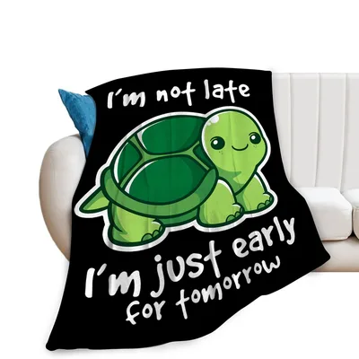 I'm Not Late Blanket: Smiling Turtle Design