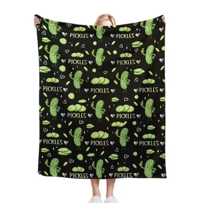 Pickles Pattern with Hearts Blanket: A Funny Pickle Lovers Gift