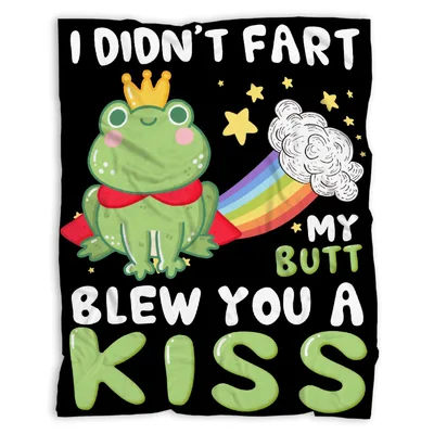 I Didn't Fart Blanket Frog Rainbow Kiss Design