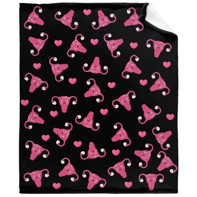 Cute Heart Shapes Pattern Blanket: Uterus Art Design