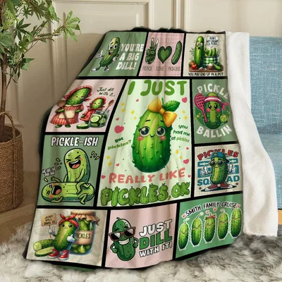 I Just Really Like Pickles Blanket: A Collage of Cucumber Humor