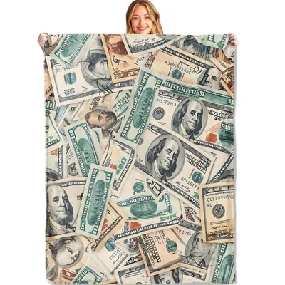 Realistic Cash Money Pattern Blanket for Financial Dreams