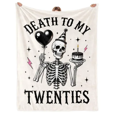 Death to My Twenties Blanket: A Skeletal 30th Birthday Gift