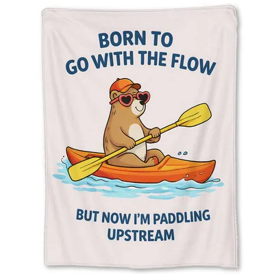Born to Go Blanket featuring a kayaking bear