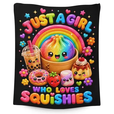 Just a Girl Who Loves Squishies Blanket: Rainbow Dumpling Design