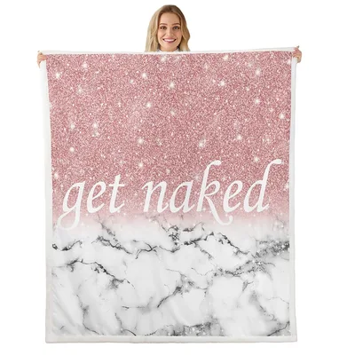 Get Naked Pink Glitter Blanket: Sarcastic Marble Design for Home