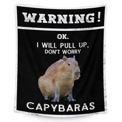 Capybara Warning Meme Design Blanket for Sarcastic Animal Lovers