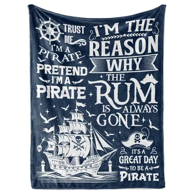 Pirate Rum Quote Ship Blanket - Sarcastic Pirate Life Design