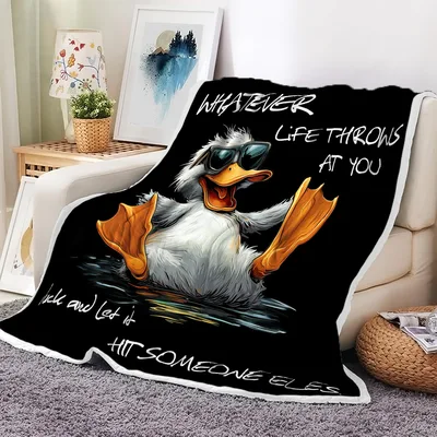 Funny Duck Quote Design Blanket featuring a cool duck