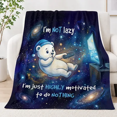 Polar Bear Highly Motivated Blanket: Space Galaxy Design for Lazy Days