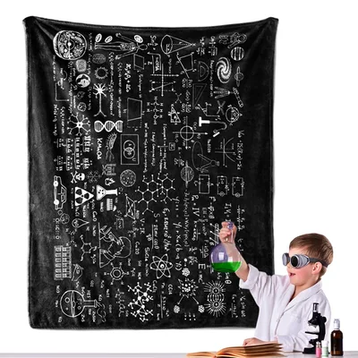 Midnight Equation Print Lab Blanket features a black