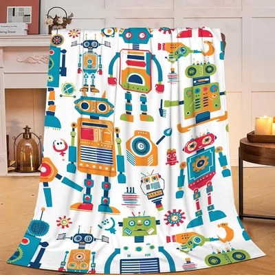 Cartoon Robots Pattern Design Blanket