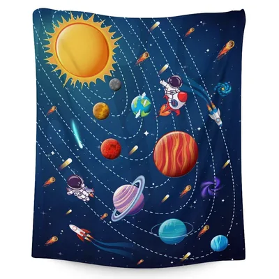 Solar System Planets Rockets Blanket for Space Enthusiasts