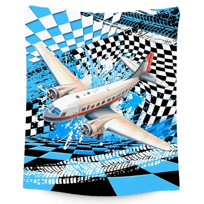 Airplane Racing Checkered Background Blanket for Speed Lovers