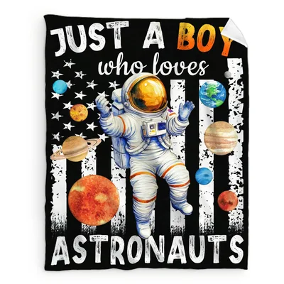 Just a Boy Who Loves Astronauts Blanket for Space Enthusiasts