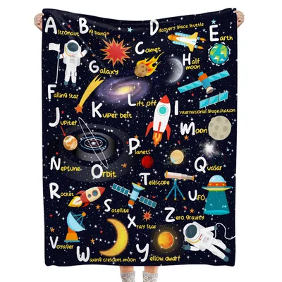Space Alphabet Galaxy Pattern Blanket