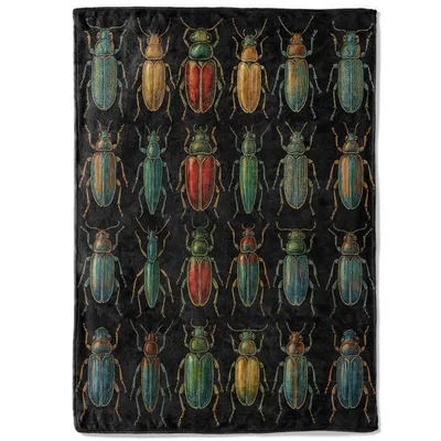 Colorful Beetle Pattern Blanket: Vintage Insect Art for Enthusiasts