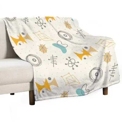 Atomic Science Mid Century Blanket: Retro Atomic Pattern Throw