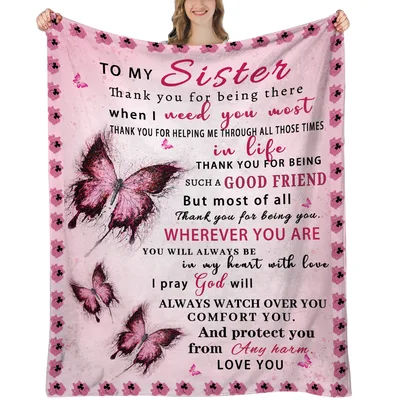 Butterfly Sister Blanket To My Sister Thank You Design