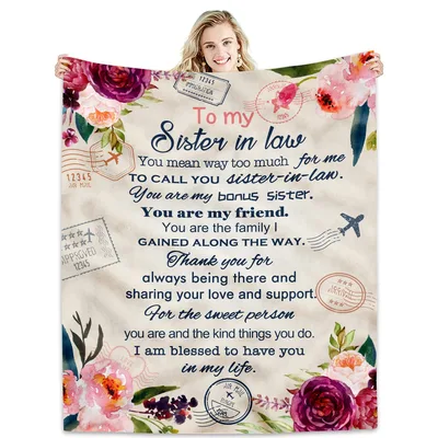 Sister in Law Blanket: Bonus Sister Gift with Floral Travel Design