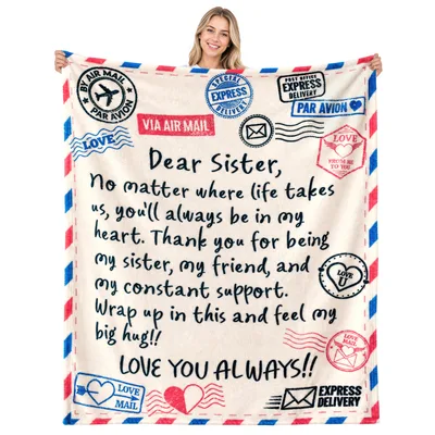 Dear Sister Blanket: Airmail Style Letter Design for Family Bonds