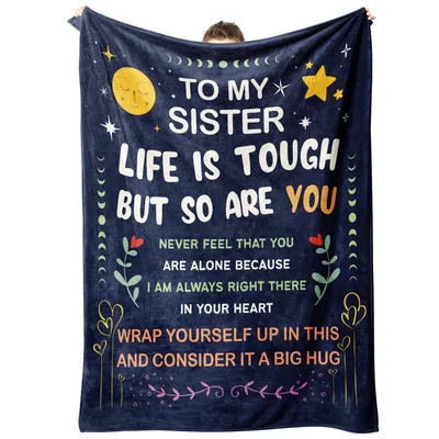 Life Is Tough Blanket: Sister Encouragement Design with Stars and Moon