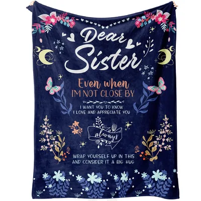 Gift for Sister Blanket Dear Sister floral design