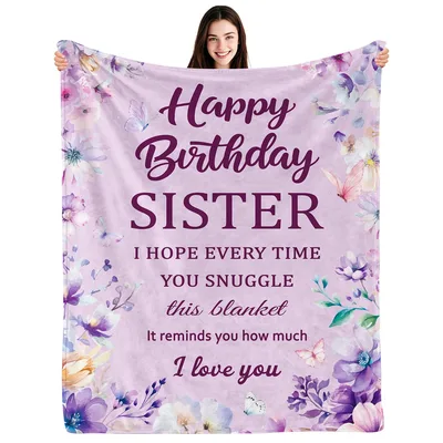 Sister Birthday Blanket Floral Design with Love Message