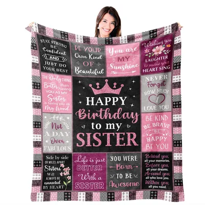 Happy Birthday Sister Blanket: Patchwork Design with Affirmations
