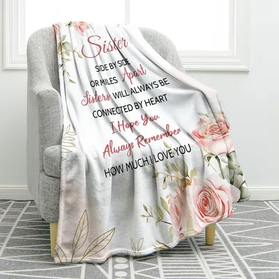 Sister Roses Sentiment Blanket featuring pink watercolor roses