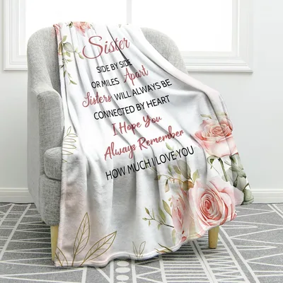 Sister Floral Rose Blanket featuring sentimental text